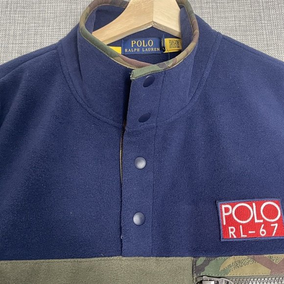 POLO Ralph Lauren Sweater Men’s Large Fleece Camo Blue Green Red New $198 - Picture 11 of 16